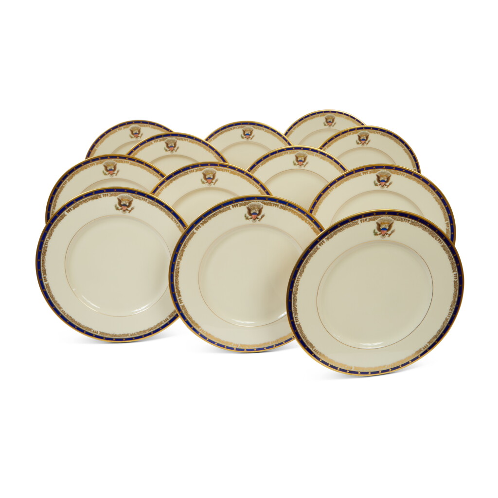 View full screen - View 1 of Lot 935. Twelve Lenox Porcelain Dinner Plates Made for President Franklin Delano Roosevelt, circa 1932.