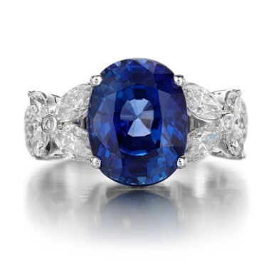 View full screen - View 1 of Lot 134. Sapphire and diamond ring.