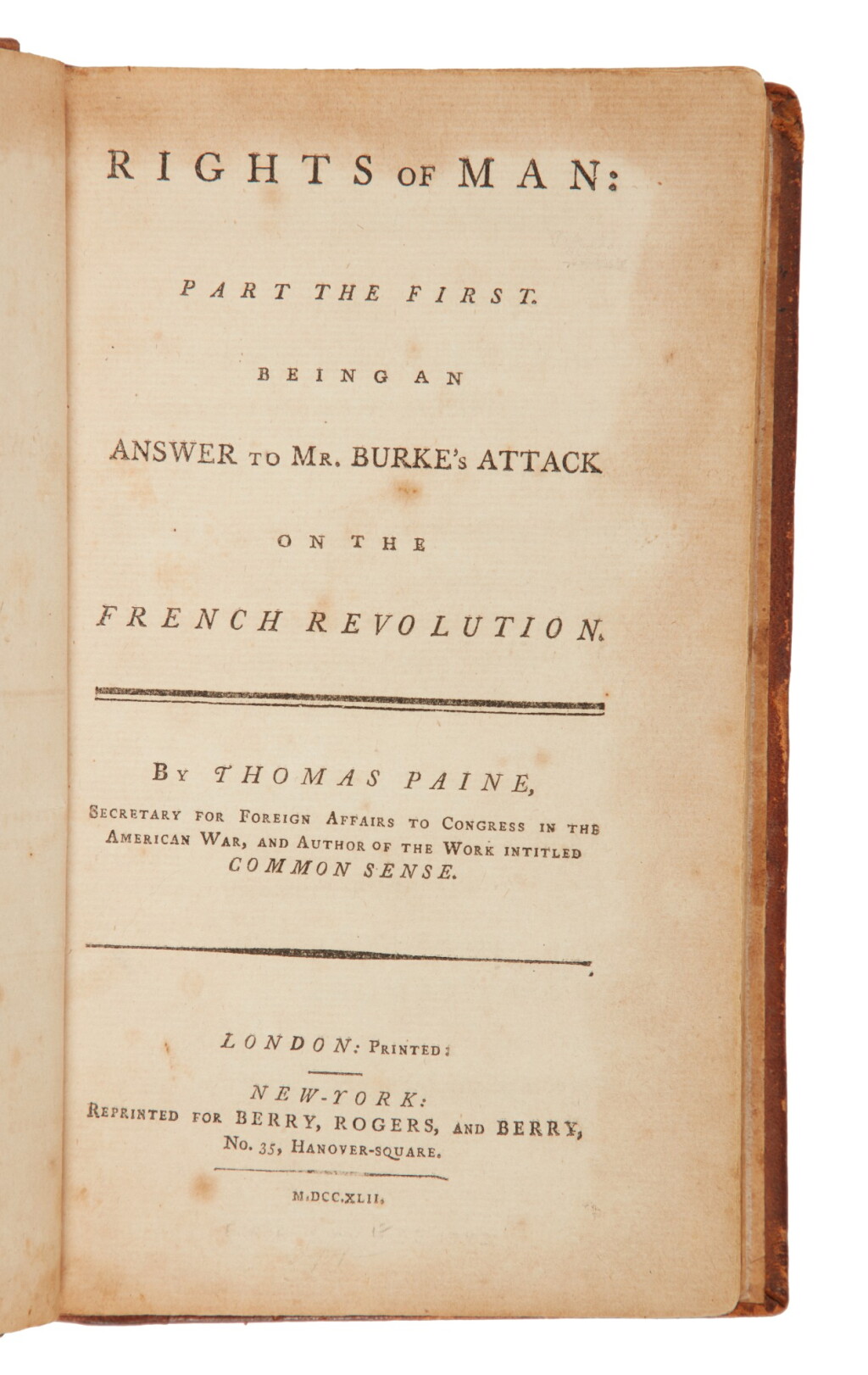 View full screen - View 1 of Lot 174. Paine, Thomas | Rights of Man.