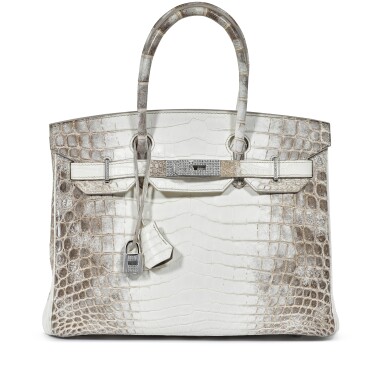 View full screen - View 1 of Lot 5. White Matte Niloticus Crocodile Himalaya Birkin 30 18K White Gold and Diamond Hardware, 2014.