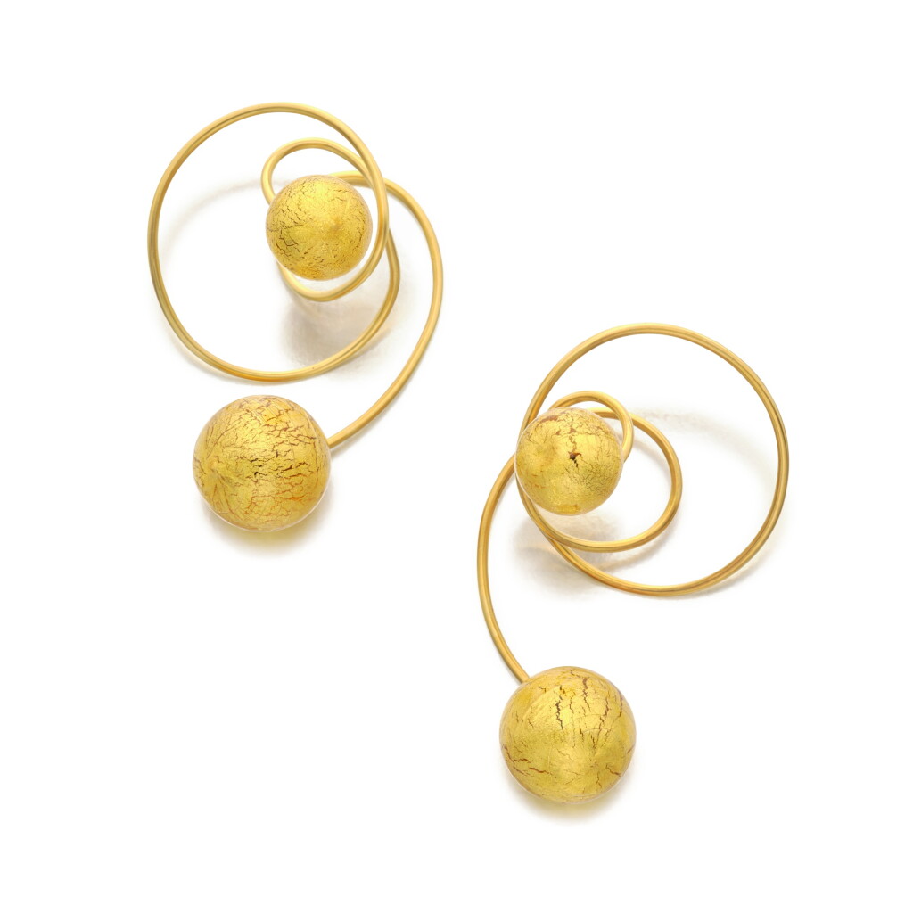 View full screen - View 1 of Lot 392. Pair of Titanium and Glass 'Carnaval a Venise' Earclips, Paris.