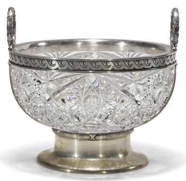 View full screen - View 1 of Lot 381. A FABERGÉ SILVER-MOUNTED CUT-GLASS BOWL, MOSCOW, 1908-1917.