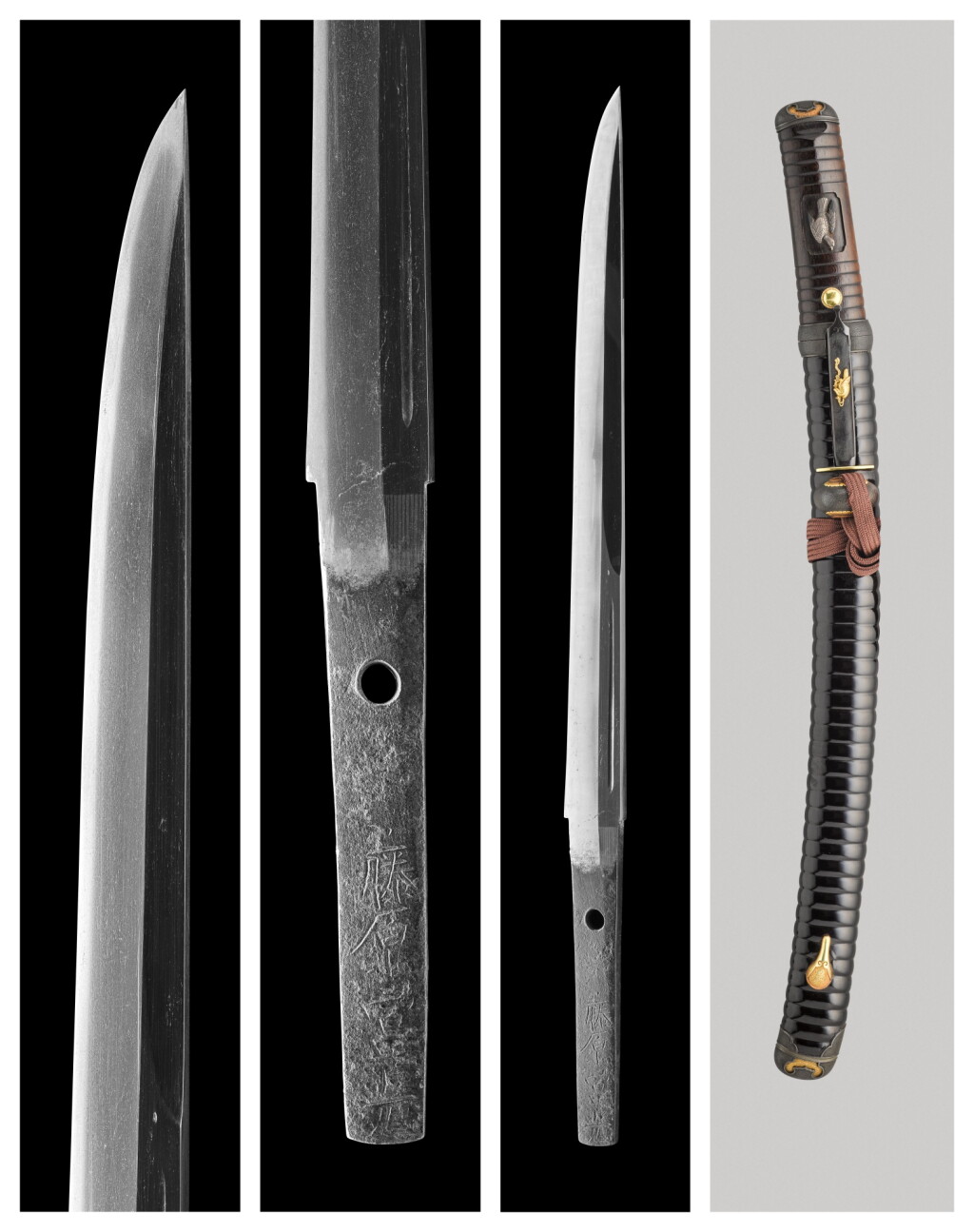 View full screen - View 1 of Lot 219. A Kikuchi yari mounted as a wakizashi, signed Fujiwara Tomimitsu, Japan, Edo period, 18th century.