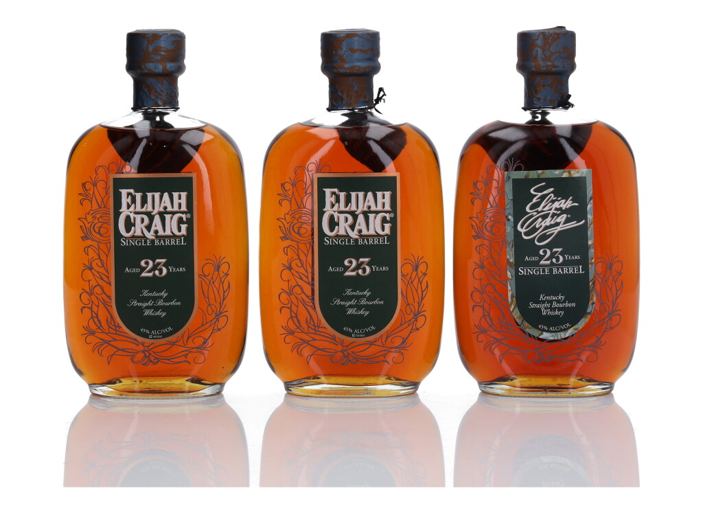View full screen - View 1 of Lot 1038. Elijah Craig Single Barrel 23 Year Old 45.0 abv 1990 (3 Bottles 75cl).