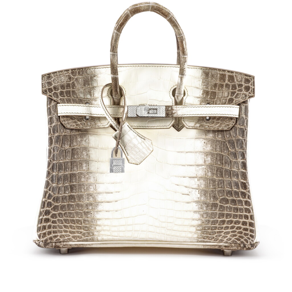 View full screen - View 1 of Lot 158. White Matte Niloticus Crocodile Himalaya Birkin 25 18K White Gold and Diamond Hardware, 2021.
