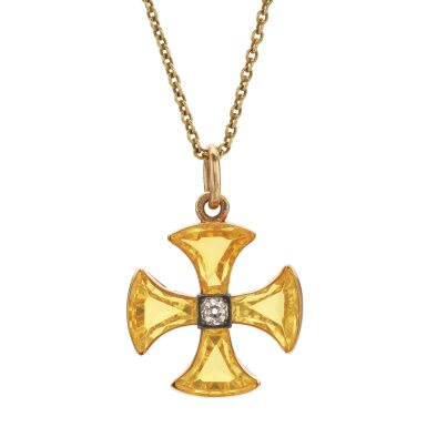 View full screen - View 1 of Lot 1051. Citrine and diamond pendant, 1930s .