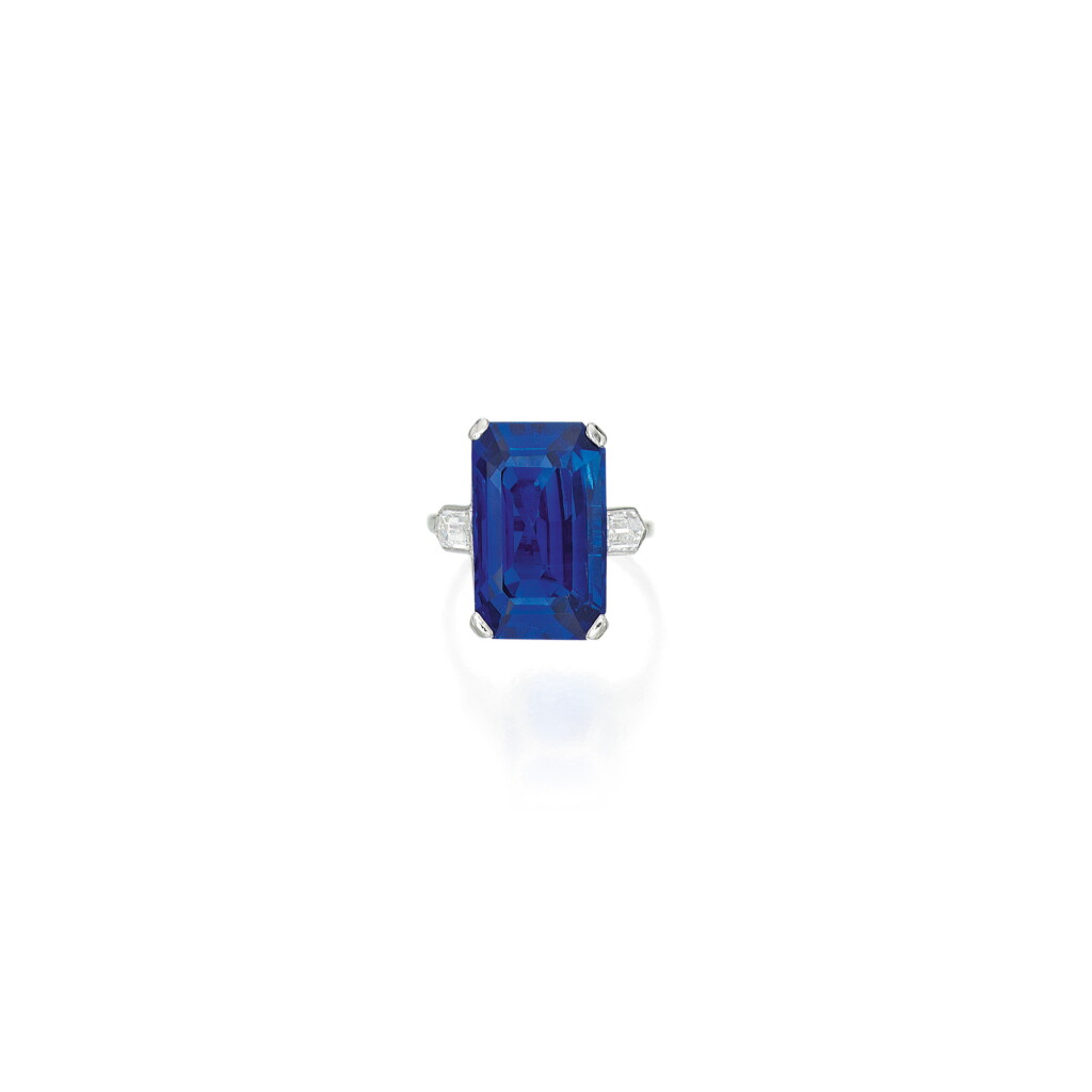 View full screen - View 1 of Lot 602. SAPPHIRE AND DIAMOND RING, CARTIER | 藍寶石配鑽石戒指,卡地亞.