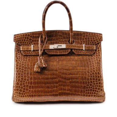View full screen - View 1 of Lot 719. Fauve Shiny Porosus Crocodile Birkin 35 Palladium Hardware, 2003.