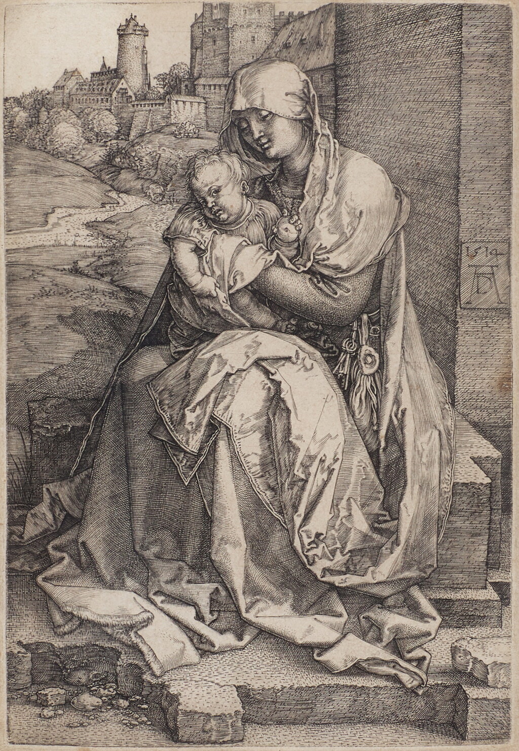 View full screen - View 1 of Lot 607. The Virgin and Child seated by a Wall .