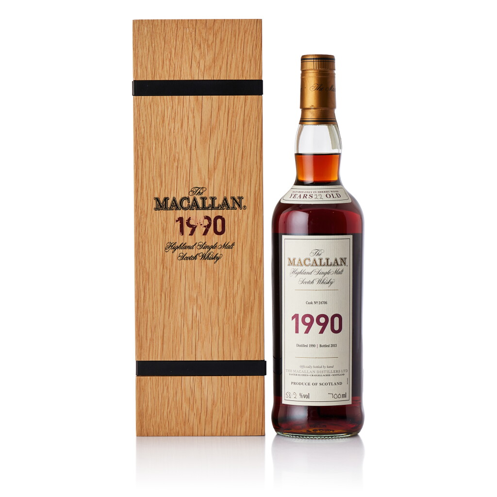 View full screen - View 1 of Lot 2008. The Macallan Fine & Rare 22 Year Old Cask #24706 58.2 abv 1990 (1 BT70).