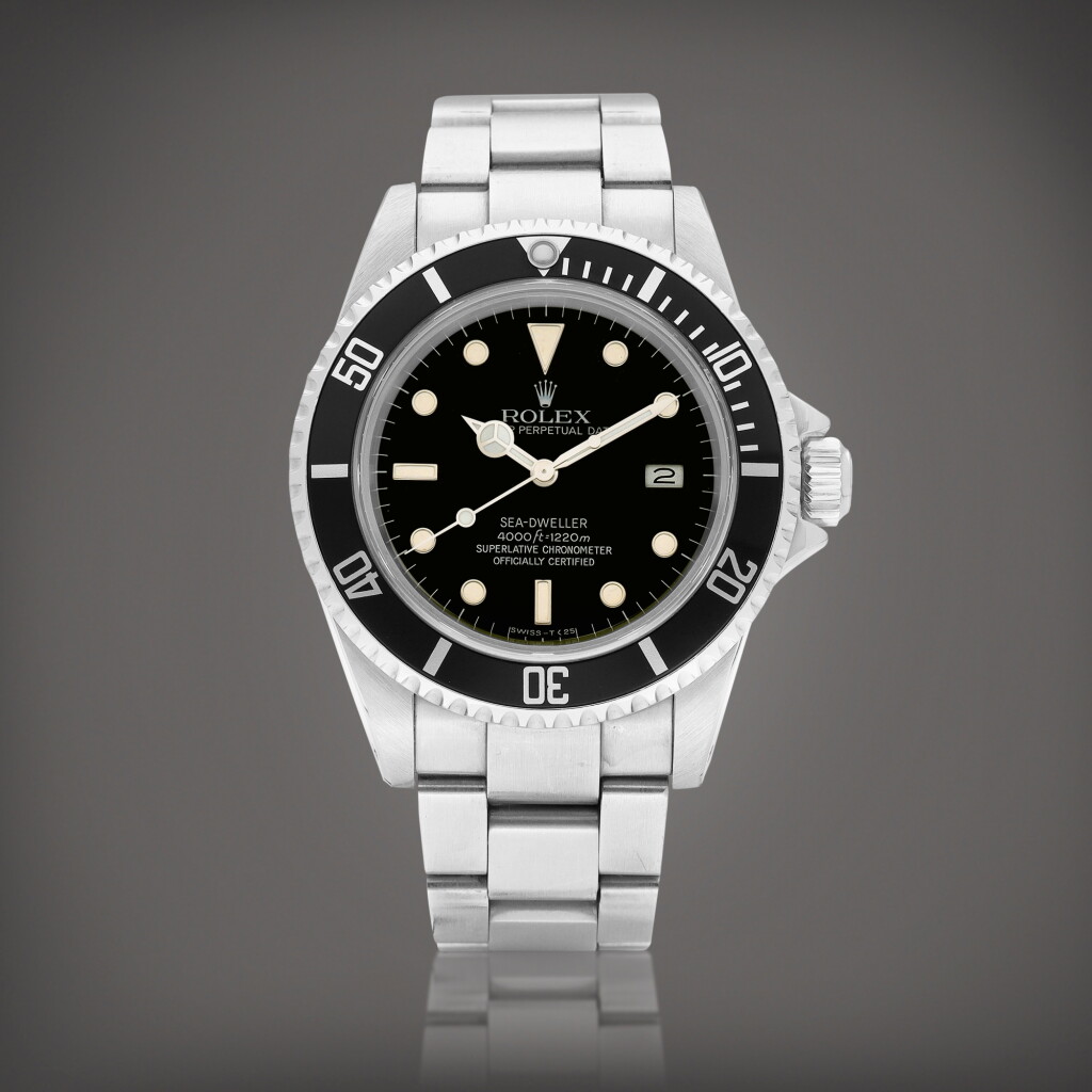 View full screen - View 1 of Lot 8713. Sea-Dweller, Reference 16660 | A stainless steel wristwatch with date and bracelet, Circa 1982 | 勞力士 | Sea-Dweller 型號16660 | 精鋼鏈帶腕錶,備日期顯示,約1982年製.