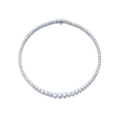 View full screen - View 1 of Lot 830. Diamond rivière necklace.