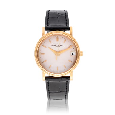 View full screen - View 1 of Lot 41. Calatrava, Ref. 3802/200R | A pink gold wristwatch with date | Circa 1997.