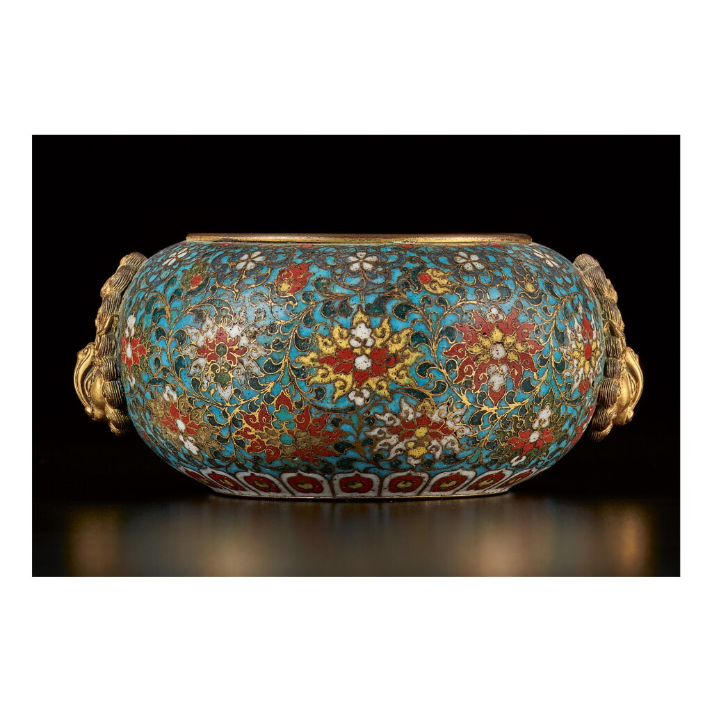 View full screen - View 1 of Lot 641. A CLOISONNE ENAMEL ALMS BOWL-FORM CENSER QING DYNASTY, KANGXI PERIOD.