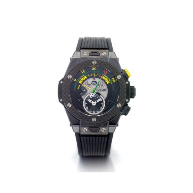 View full screen - View 1 of Lot 856. HUBLOT | REF 412.CQ.1127.RX BIG BANG UNICO BI-RETROGRADE FIFA, A LIMITED EDITION TITANIUM AND CERAMIC AUTOMATIC BI-RETROGRADE CHRONOGRAPH WRISTWATCH, CIRCA 2014 | 宇舶 | 412.CQ.1127.RX型號「BIG BANG UNICO BI-RETROGRADE FIFA」限量版鈦金屬及陶瓷自動上鏈雙逆跳計時腕錶,年份約2014.
