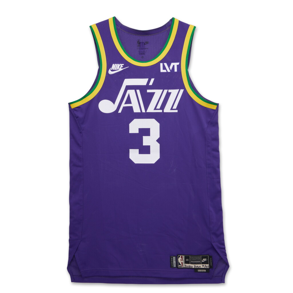 View full screen - View 1 of Lot 150. Keyonte George ‘Rookie Debut’ Utah Jazz 2023-2024 Kia NBA Tip-Off Game Worn Classic Edition Jersey.