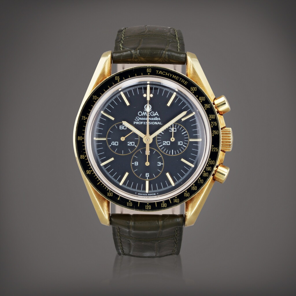 View full screen - View 1 of Lot 461. Speedmaster 'Jubilee' Montre bracelet chronographe édition limitée en or jaune | Yellow gold chronograph limited edition wristwatch Vers 1993 | Circa 1993.