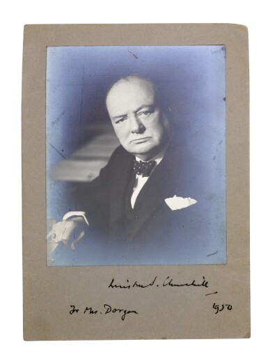 View full screen - View 1 of Lot 32. Churchill, signed photograph, cigar & other memorabilia.