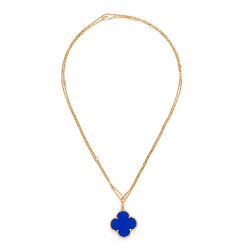 Van Cleef Arpels Gold, Blue Agate Magic Alhambra Motif Long