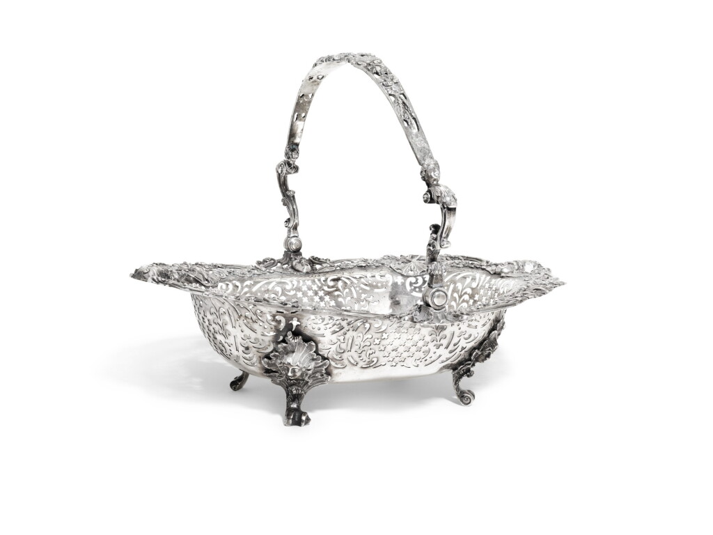 View full screen - View 1 of Lot 135. A GEORGE IV SILVER BASKET, EDWARD FARRELL, LONDON, 1822.