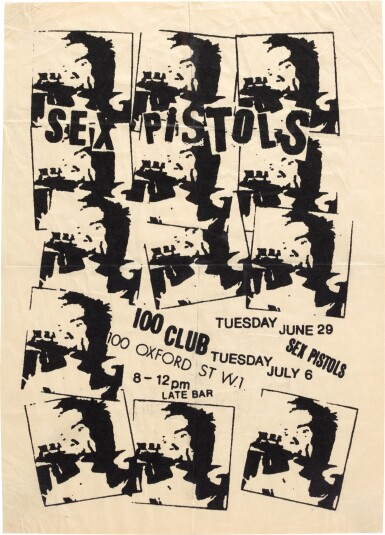 View full screen - View 1 of Lot 6. Jamie Reid | Handbill for the 100 Club, 29 June and 6 July 1976.