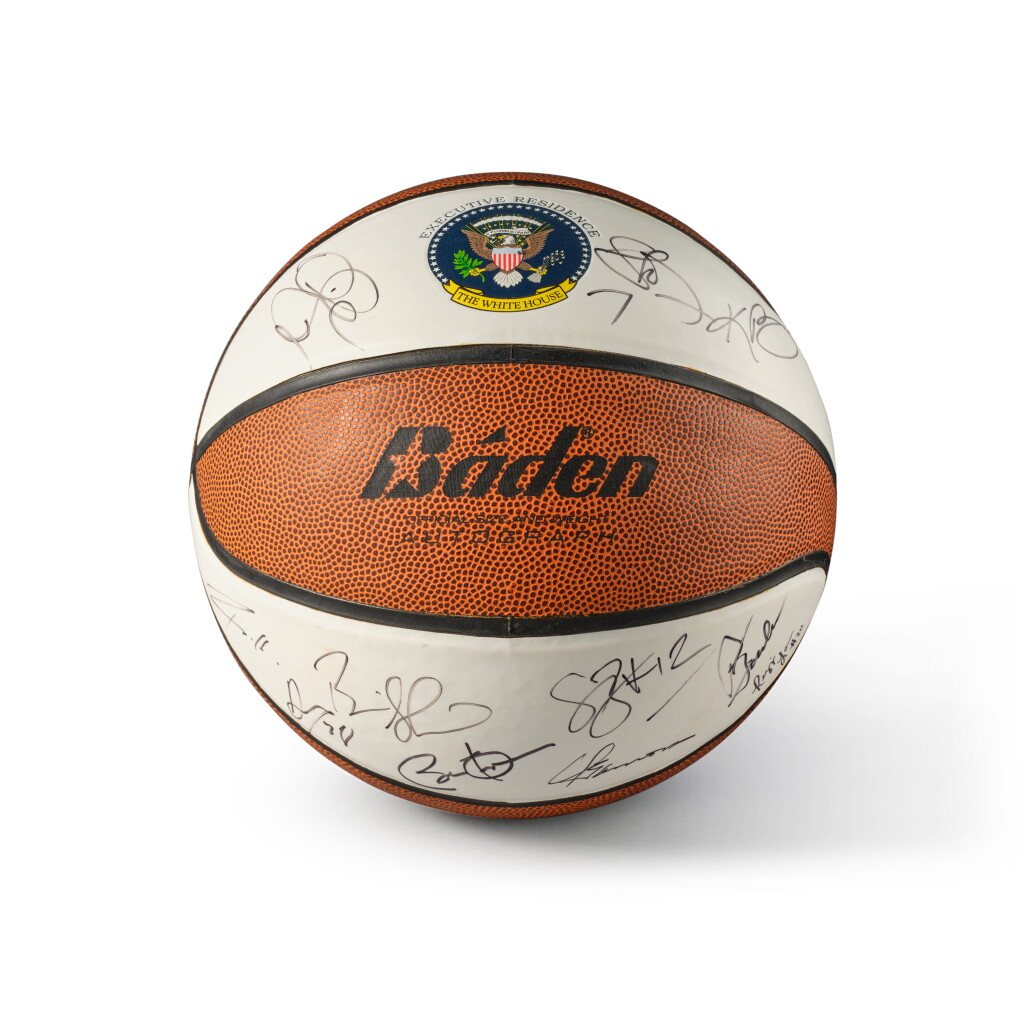 View full screen - View 1 of Lot 11. Kobe Bryant & Barack Obama Multi-Signed Basketball | 11 Signatures.