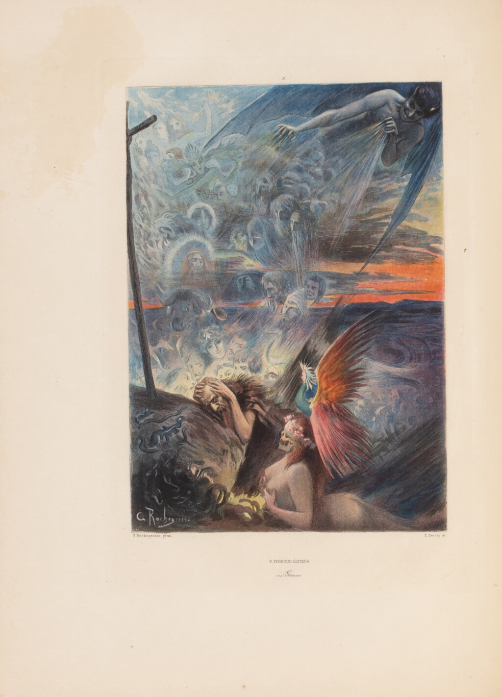 View full screen - View 1 of Lot 138. La Tentation de Saint-Antoine. Ferroud, 1907. Ex. sur Japon. In-4, demi-basane noire..