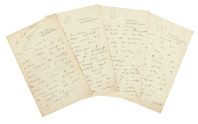 View full screen - View 1 of Lot 168. WILDE | Autograph letter signed, to George Alexander, outlining the plot of The Importance of Being Earnest, 1894.