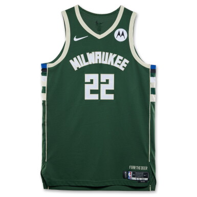 View full screen - View 1 of Lot 156. Khris Middleton Milwaukee Bucks 2023-2024 NBA Eastern Conference Round 1 Game Worn Icon Edition Jersey | Game 6 .