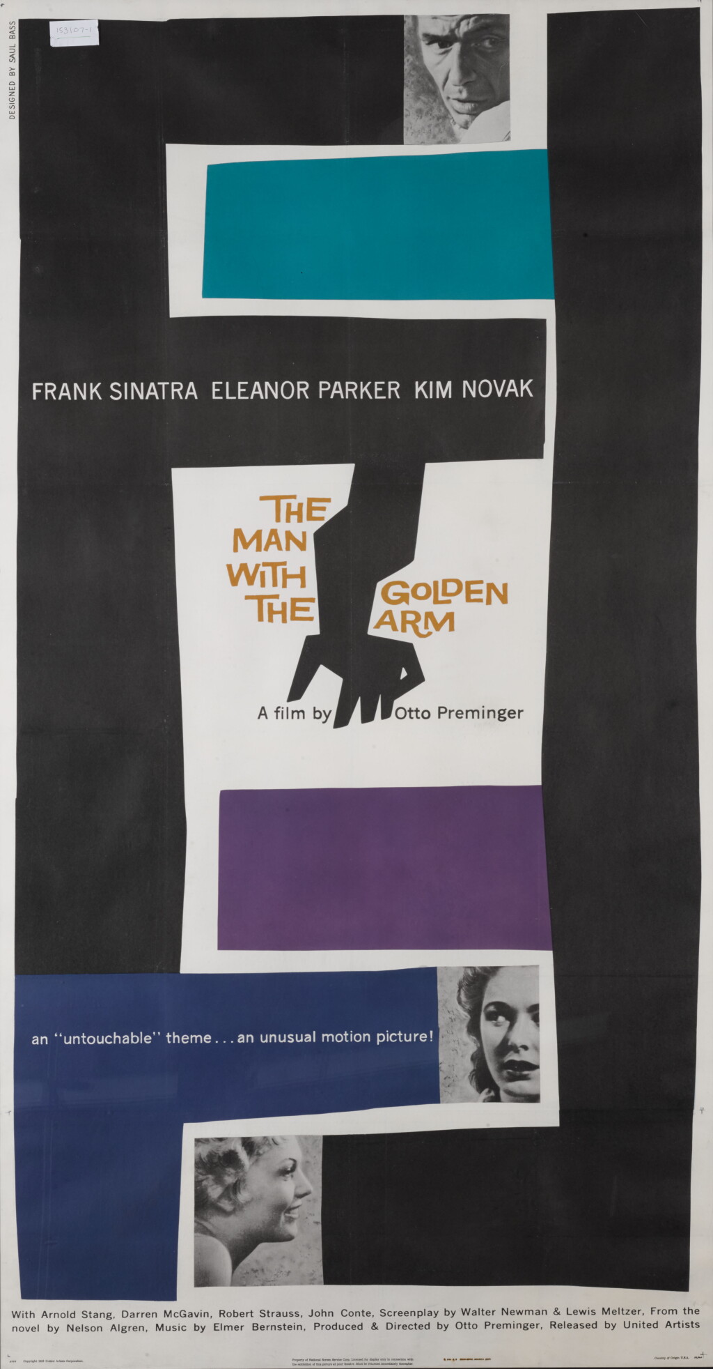 View full screen - View 1 of Lot 144. The Man with the Golden Arm (1955) Poster, US .
