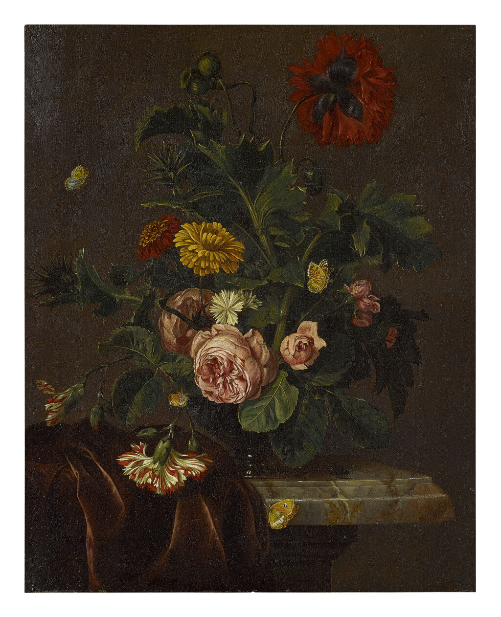View full screen - View 1 of Lot 247. FOLLOWER OF WILLEM VAN AELST, EARLY 18TH CENTURY | FLORAL STILL LIFE WITH BUTTERFLIES.
