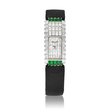 View full screen - View 1 of Lot 2237. Reference 2022 | A white gold, diamond and emerald-set wristwatch, Circa 2000 | 伯爵 | 型號2022 | 白金鑲鑽石及綠寶石腕錶,約2000年製.