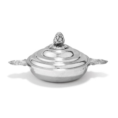 View full screen - View 1 of Lot 460. A silver covered ecuelle, Paris, 1743-1744, the associated cover, Paris, 1764-1765 | Ecuelle couverte en argent, Paris, 1743-1744, le couvercle rapporté, Paris, 1764-1765.