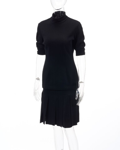 View full screen - View 1 of Lot 18. Black wool ensemble.