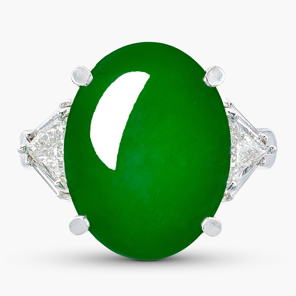View full screen - View 1 of Lot 1357. Jadeite and Diamond Ring | 天然 翡翠 配 鑽石 戒指.