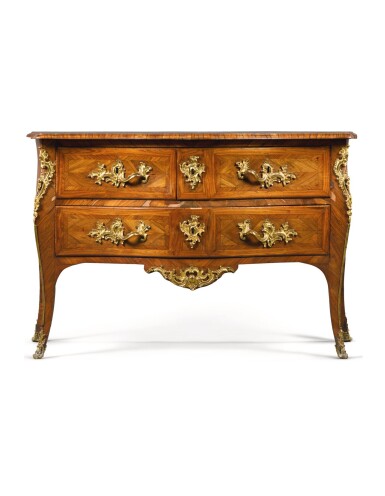 View full screen - View 1 of Lot 25. A LOUIS XV GILT-BRONZE MOUNTED KINGWOOD COMMODE, CIRCA 1740, BY FRANÇOIS GARNIER.