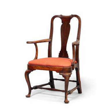 View full screen - View 1 of Lot 104. A Very Fine and Rare Queen Anne Compass Seat Armchair, Boston, Massachusetts, circa 1760.
