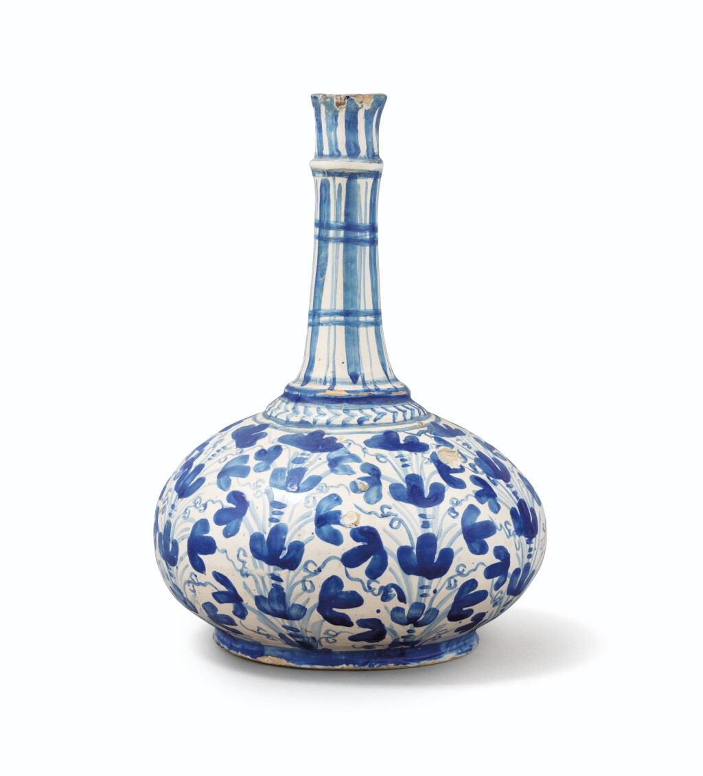 View full screen - View 1 of Lot 124. An earthenware vase, probably Lisbon, circa 1680.