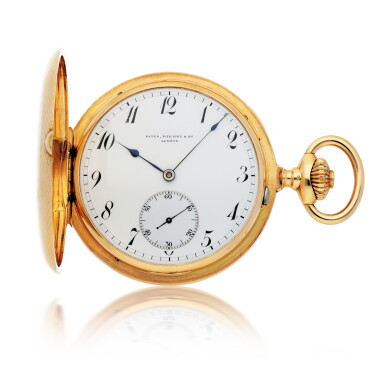 View full screen - View 1 of Lot 915. RETAILED BY F. WORONIECKI, WARSAW: YELLOW GOLD HUNTING-CASED WATCH MADE IN 1895.