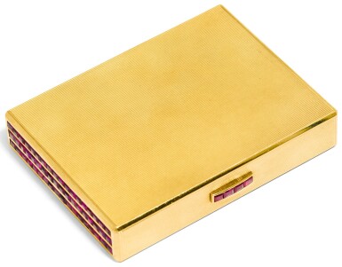 View full screen - View 1 of Lot 16. A JEWELLED 18 CT GOLD CIGARETTE CASE, CARTIER, PARIS, CIRCA 1950.
