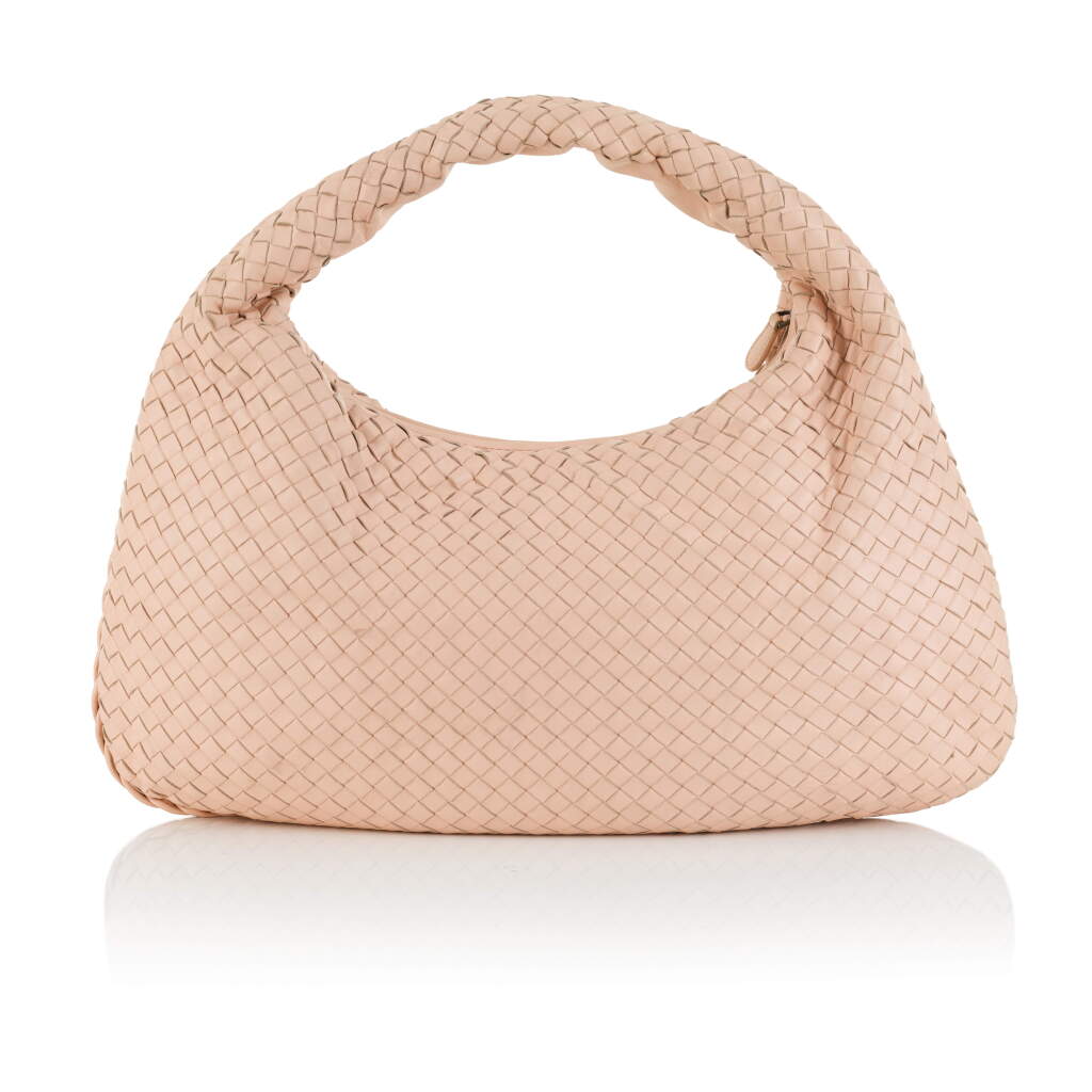 View full screen - View 1 of Lot 20. BOTTEGA VENETA | DESERT ROSE MEDIUM LAMBSKIN VENETA HOBO BAG IN INTRECCIATO NAPPA WITH BRASS HARDWARE, 2020.