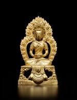 A gilt-bronze figure of Amitayus, Mark and period of Qianlong, dated xinsi year, corresponding to 1761