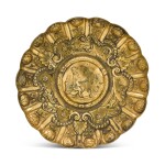 A large silver-gilt dish or basin, with assay scrape but seemingly unmarked, probably Portuguese and circa 1700