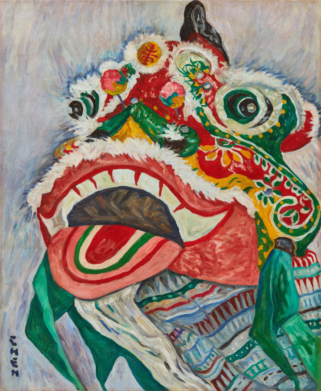 View full screen - View 1 of Lot 1034. Georgette Chen 張荔英 | Lion dance mask 舞獅.