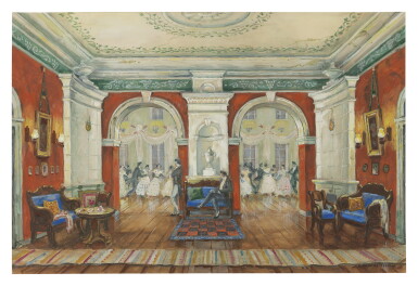 View full screen - View 1 of Lot 58. MSTISLAV DOBUZHINSKY | SET DESIGN FOR EUGENE ONEGIN.
