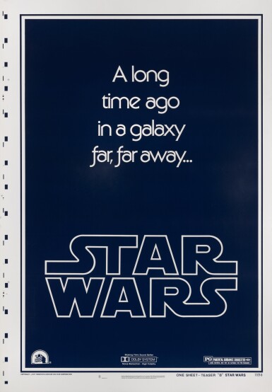 View full screen - View 1 of Lot 78. Star Wars (1977), advance poster, style B, printer's proof, US.