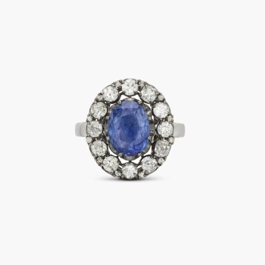 View full screen - View of Sapphire and Diamond Ring.