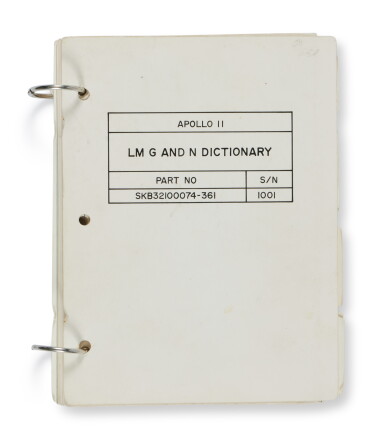 View full screen - View 1 of Lot 18. LUNAR SURFACE FLOWN Apollo 11 LM G and N Dictionary.