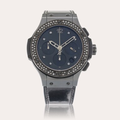 View full screen - View 1 of Lot 596. Reference 341.CX.1210.VR.1100 Big Bang | A titanium, ceramic, and diamond-set automatic chronograph wristwatch with date, Circa 2010.