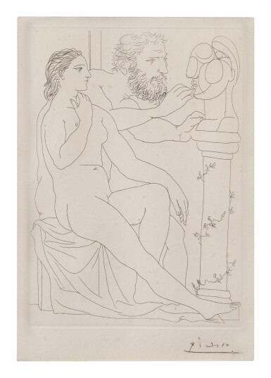 View full screen - View 1 of Lot 8. PABLO PICASSO | MODÈLE ET SCULPTEUR AVEC SA SCULPTURE (BLOCH 148; BAER 300).